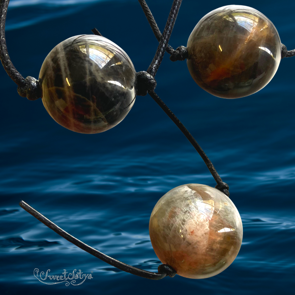 Black Moonstone Sphere Pendant-SweetSatya