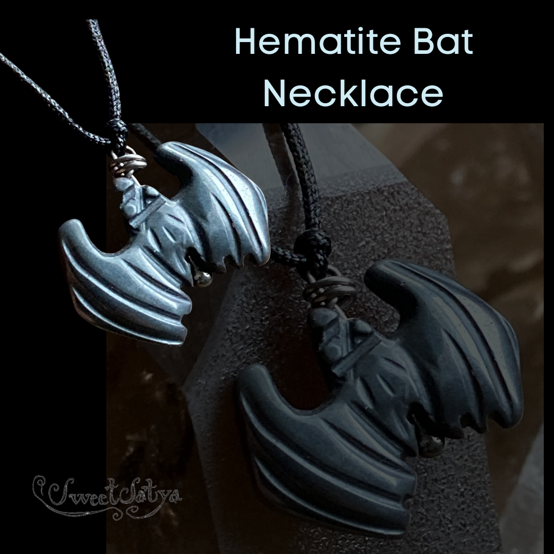 Bat Necklace Hematite SweetSatya