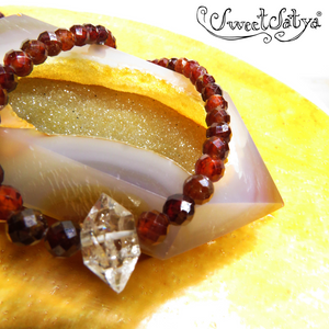 Hessonite Garnet Faceted Gemstone Necklace-SweetSatya