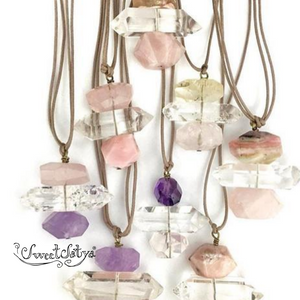 Rose Quartz Crystal Gemstone Necklace-SweetSatya                  