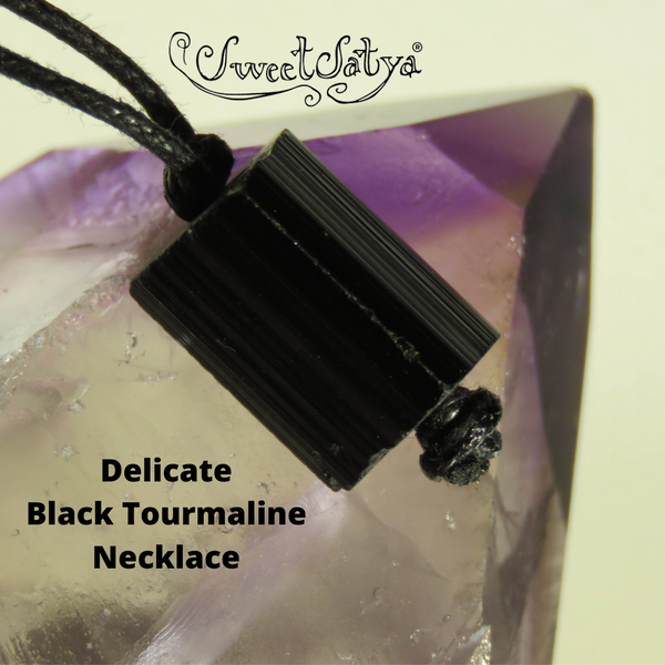 Delicate Black Tourmaline Necklace - SweetSatya 