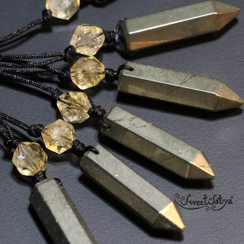 Pyrite Point-Citrine Necklace SweetSatya 