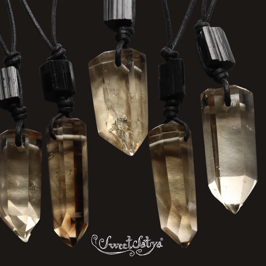 Smoky quartz sales crystal necklace