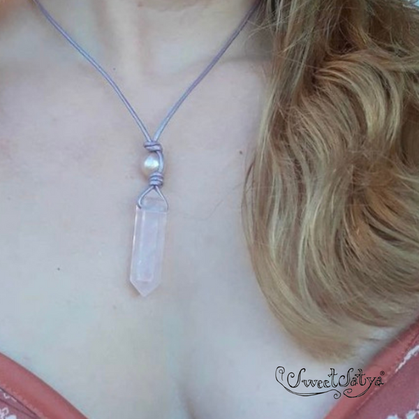 Rose Quartz Pearl Goddess Necklace SweetSatya